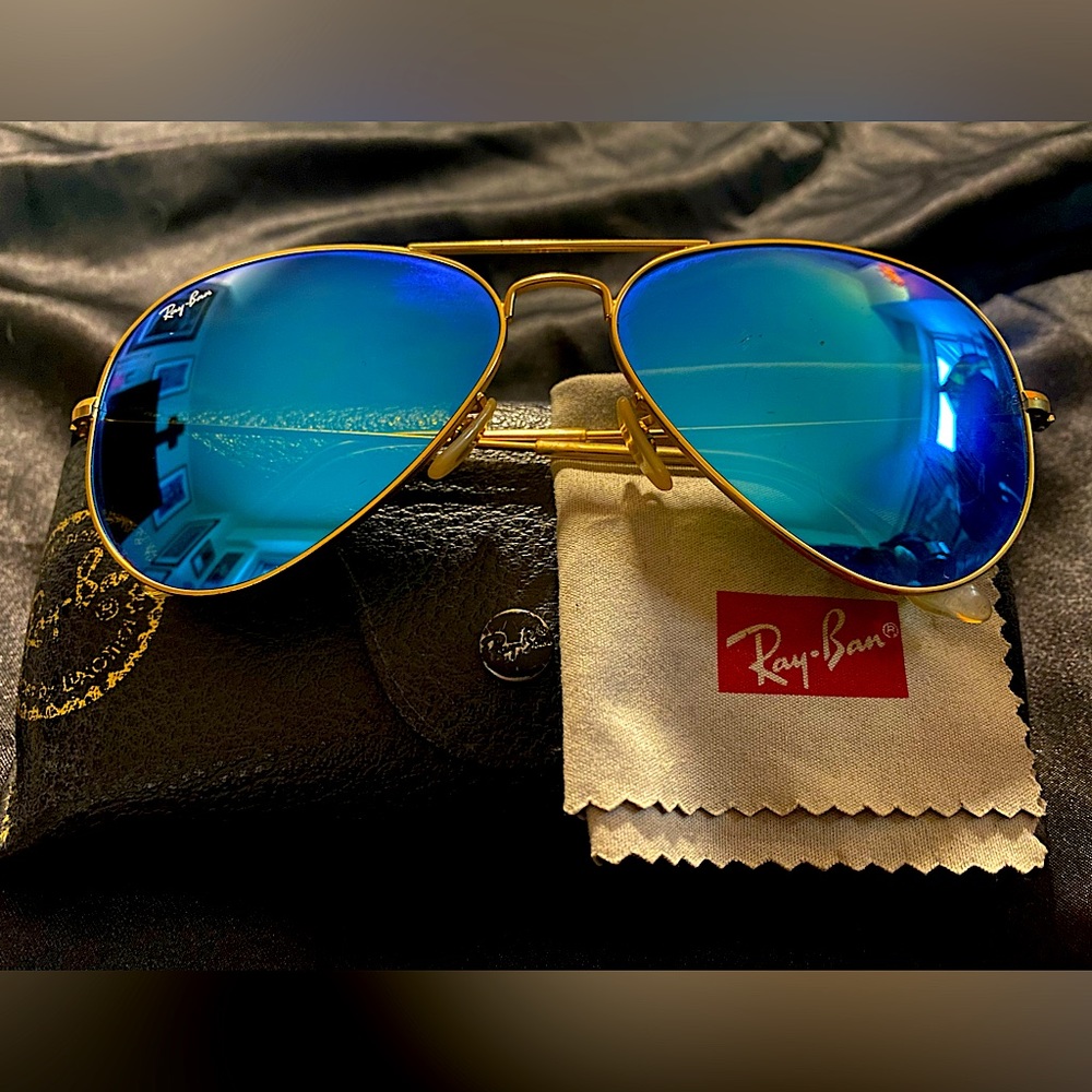 RAY BAN AVIATOR ⚡️ Blue Flash Polarized Sunglasses